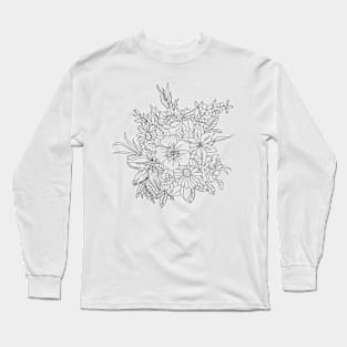 Elegant Hand drawn floral doodles design Long Sleeve T-Shirt